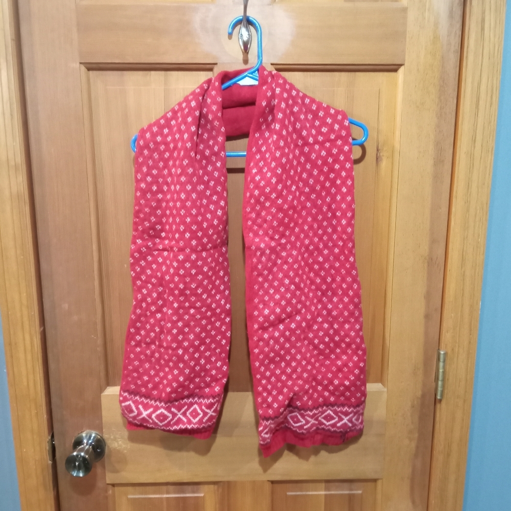 Lauren Ralph Lauren 100% lamb's wool red white scarf